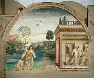 In 1497 begon Signorelli met het schilderen van de Vita van de Heilige ...