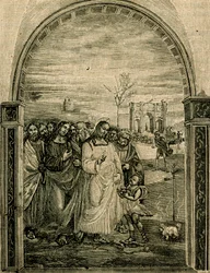 Vermenigvuldiging van broden en vissen, fresco door Sodoma, refter van Sant