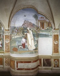 De monnik Romano geeft Benedictus het habijt van een kluizenaar