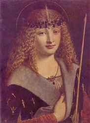 Portret van een jongen als heilige Sebastiaan