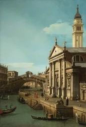 Capriccio: De Rialtobrug en de kerk van S. Giorgio Maggiore, c.1750