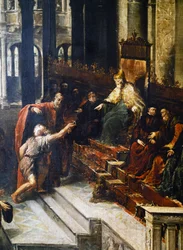 Visser geeft de ring aan de Doge van Venetië Bartolomeo Gradenigo