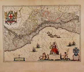 Kaart van de regio Ligurië, door Giovanni Antonio Magini