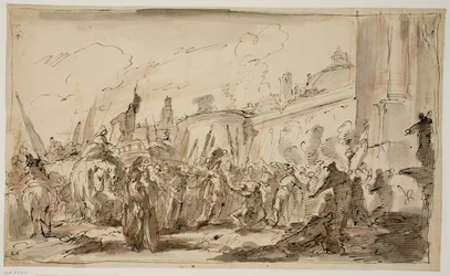 Het hoofd van Pompeius gepresenteerd aan Caesar