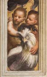 Centrale Ave, Lesena Bovenste Deel Boven Kapiteel Eerste en Tweede Span Zuid, IL Pordenone, Puttini, (detail)