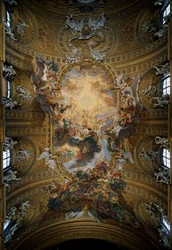 De triomf van de Heilige Naam van Jezus, fresco in het schip door Giovan Battista Gaulli Baciccia (1639-1709), Rome, Chiesa del Gesù (Kerk van de Gesù of Kerk van de Heilige Naam van Jezus), Italië