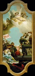Oprichting van een standbeeld voor een keizer (schilderij op doek)