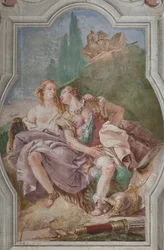 Palazzina (Klein Gebouw): uitzicht op de vierde kamer of van Torquato Tasso, met fresco