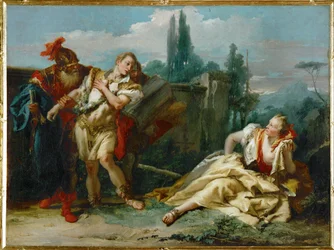 Rinaldo verlaat Armida. Uit het gedicht van Torquato Tasso (schilderij op doek)