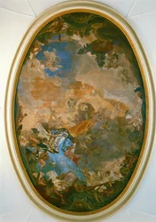 De kroning van de Maagd. Fresco