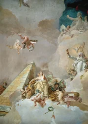 De glorie van Spanje, plafondschildering in de troonzaal van het Koninklijk Paleis, Madrid
