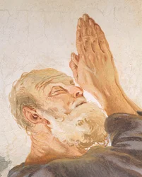 Abraham en engelen, door Giambattista Tiepolo (1696-1770), fresco, detail, Aartsbisschoppelijk Paleis, Udine