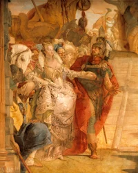 De ontmoeting van Anthony en Cleopatra (detail)