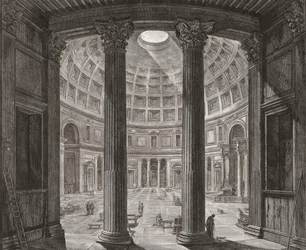 Interieur van het Pantheon, Rome, Italië. Piranesi.