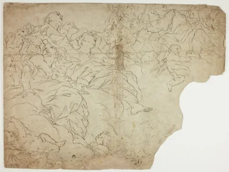 Heiligen, of Allegorische figuren en Putti op wolken