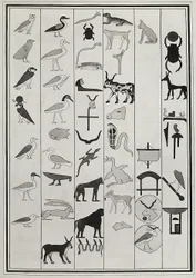 Tekeningen van de decoraties uit het graf van Farao Psammetic I, gereproduceerd in 1817 door Giovanni Battista Belzoni, gehuisvest in het British Museum, Londen
