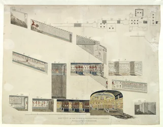 Sectie van het graf van Psammuthis in Thebe, ontdekt en geopend door Belzoni in 1818
