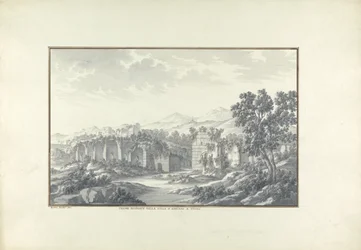 Uitzicht op de Verwoeste Baden bij de Villa van Hadrianus in Tivoli