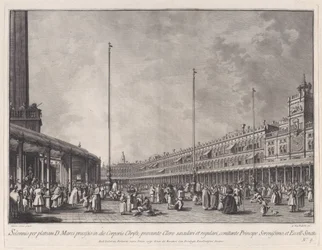 Plaat 9: Processie op Sacramentsdag op het Piazza San Marco, uit 