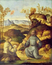 Franciscus ontvangt de stigmata (olieverf op paneel)