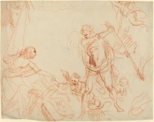 Mythologische compositie met Chronos en Harpijen [recto]