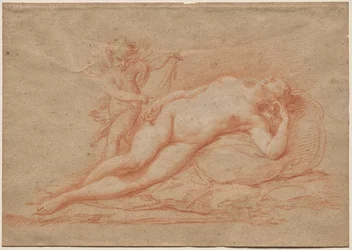 Liggende Naakte met Cupido