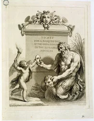 Ticket voor een gemaskerd bal in het operahuis op 26 april, gegraveerd door Francesco Bartolozzi, 1770