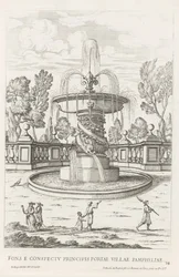 Fontein met dolfijnen in de tuinen van Villa Doria Pamphilj te Rome