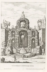 Fontein met duiven in de tuinen van Villa Doria Pamphilj te Rome