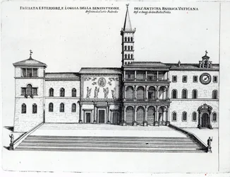 De Zegeningsloggia van de Oude Vaticaanse Basiliek