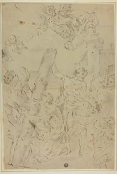 Sint-Andreas die het kruis aanbidt