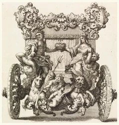 Achteraanzicht van de Eerste Koets van Lord Catelmaine Gebouwd in 1686 door Andrea Cornely naar Ciro Ferri (1634-1689)