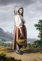 Boer op de achtergrond van Maddaloni, door Giovan Battista Lusieri, Italië