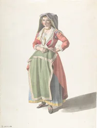 Jonge Vrouw in Traditionele Napolitaanse Kleding