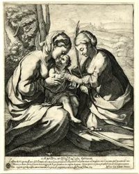 Giovanni Battista Mercati - Het mystieke huwelijk van de heilige Catharina, aan wiens vinger Christus de ring plaatst; naar Correggio. 1620, 1837,0408.160