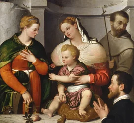 Madonna en Kind met St. Catharina, St. Franciscus en de schenker, ca. 1550