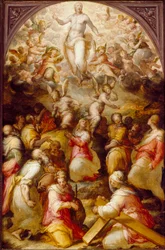 Christus in glorie met de heiligen Agnes en Helena