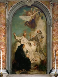 De drie Dominicaanse heiligen: Sint Vincent Ferrer, Sint Ludovico Bertrand en Sint Hyacint (olieverf op doek)