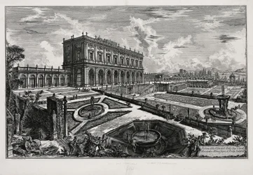 Gezicht op de Villa Albani vóór de Porta Salaria (uit: Vedute di Roma)