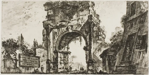 Boog van Drusus bij de Porta S. Sebastiano in Rome, plaat 8 uit Enkele Zichten op Triomfbogen en andere monumenten