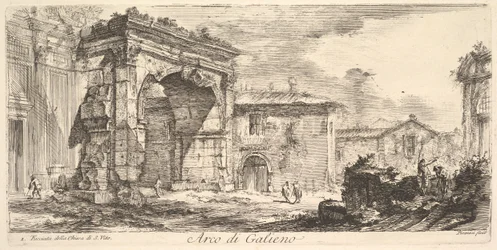 Boog van Galienus. 1. Gevel van de kerk van S. Vito Arco di Galieno. 1. Facciata del..., ca. 1748