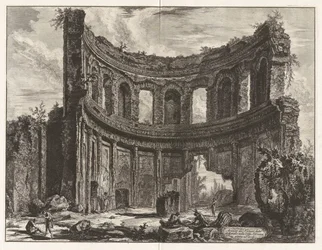 Overblijfselen van de zogenoemde Apollotempel in de Villa Adriana bij Tivoli, uit “Gezichten op Rome”