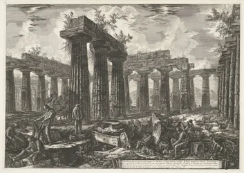 Basilica di Paestum te Paestum (Verschillende weergaven van de resten van drie grote gebouwen die nog steeds staan te Paestum)