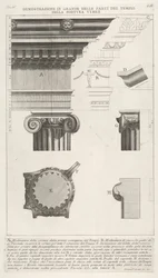 Kroonlijst en kolom van de Tempel van Fortuna Virilis Tempio della Fortuna Virile, uit ..., 1756