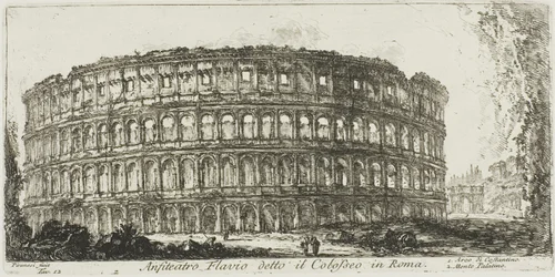 Flavisch amfitheater, genaamd het Colosseum. 1. Boog van Constantijn. 2. Palatijnse Heuvel, plaat 12 uit Enkele Zichten op Triomfbogen en andere Monumenten
