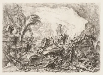 Groteschi: Ruïnes met een standbeeld van een faun en een gevallen zuil, ca. 1745-50