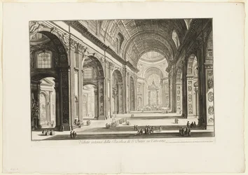 Binnenaanzicht van de Sint-Pietersbasiliek in het Vaticaan, uit Views of Rome