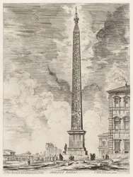 Egyptische obelisk. Deze werd opgericht door paus Sixtus V op de Piazza di S. Gio. Laterano, uit Vedute di Roma (Gezichten op Rome)