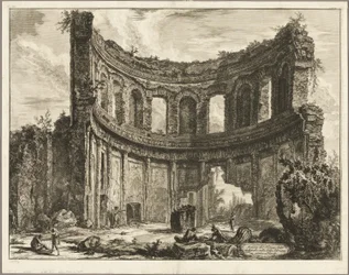 Overblijfselen van de zogenaamde Tempel van Apollo in de Villa van Hadrianus, Tivoli, van Views of Rome