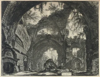 Rovine d"una galleria di statue nella Villa Adriana a Tivoli